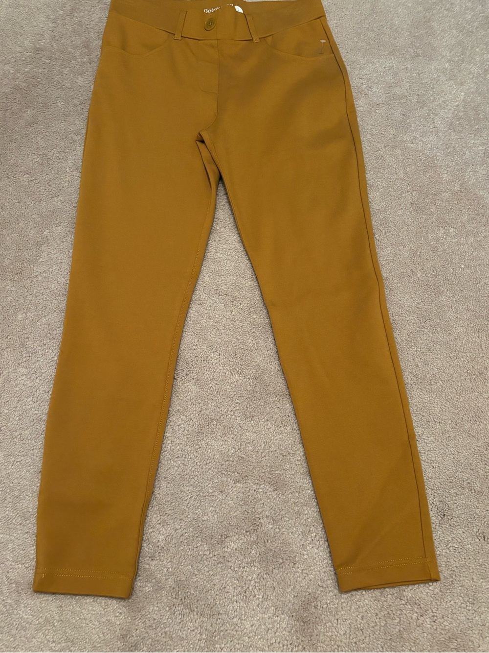 Betabrand Women’s Small Petite Dress Pant Yoga Pants 7 Pocket DPYP Mustard